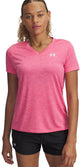 Under armour tech ssv - t-shirt de sport femme twist - rose - blanc