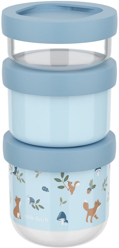 Mepal mio snack box stack 3 pièces Little Dutch - 550 ml - empilable autant que nécessaire - passe au micro-ondes et au lave-vaisselle - amis de la forêt