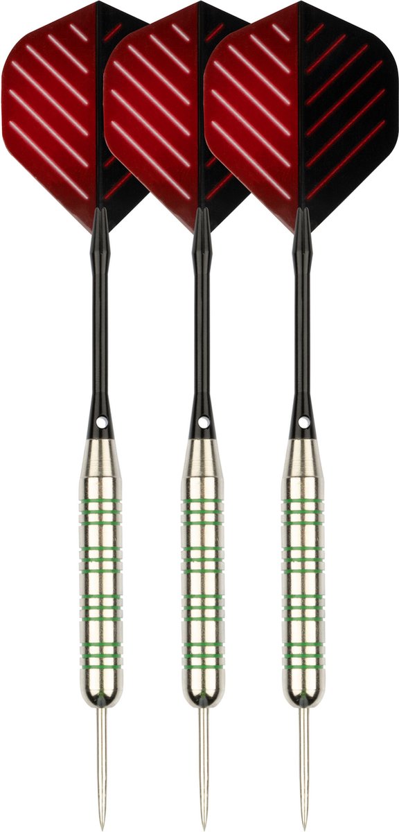 Set de fléchettes complet Faver - tiges de rechange - argent nickelé - métallique - rouge noir - 24 grammes