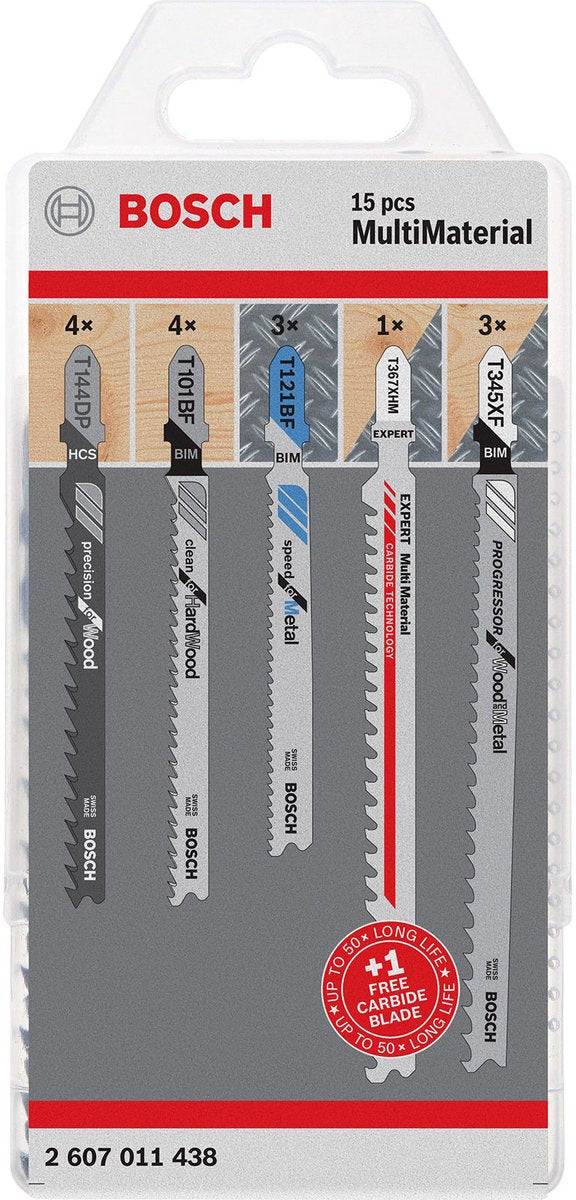 Bosch multimatériau - set brzeszczot - 15 pièces - supports en t - professionnel