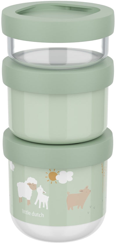 Mepal mio snack box stack 3 pièces Little Dutch - 550 ml - empilable autant que nécessaire - passe au micro-ondes et au lave-vaisselle - Little Farm