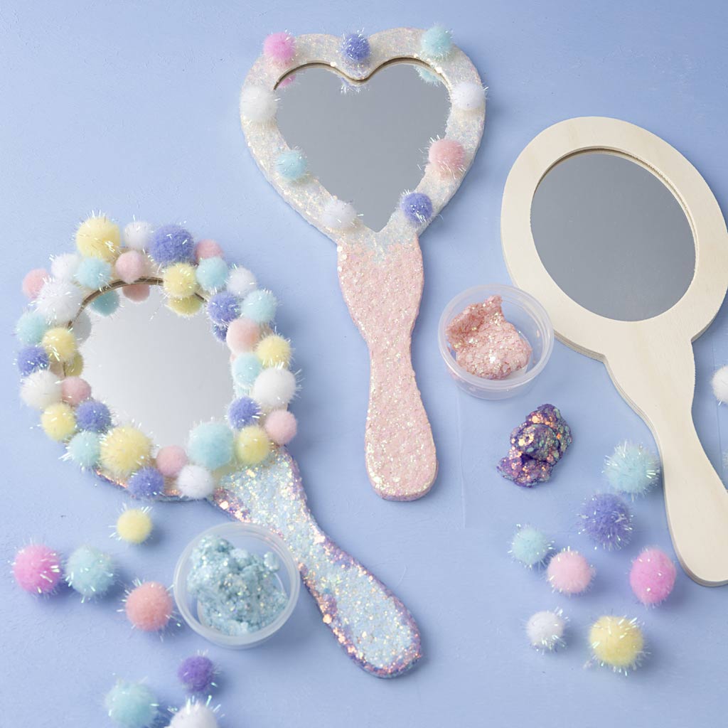 Décorez votre miroir à main en bois, 2e. 25 cm