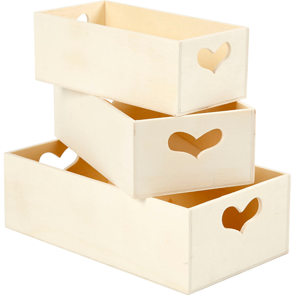 Boîtes de rangement Creativ company, h : 6,3+5,8+5,5 cm, l : 20,5+18+15,8 cm, l : 11,5+9,8+7,8 cm, 3 pièces 1 set