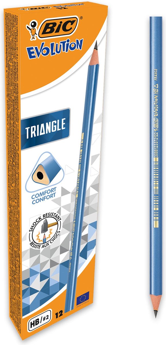 Crayons triangle Bic évolution - crayons hb en forme de triangle - boîte de 12 pièces