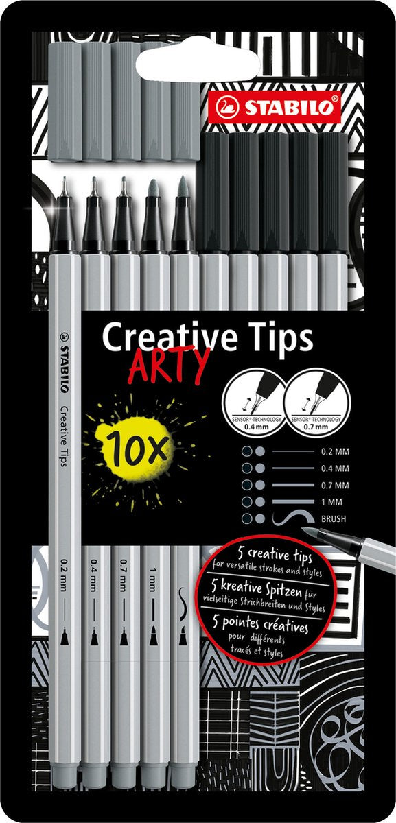 Stabilo creative tips arty pens différentes épaisseurs de pointe - 10 pcs.