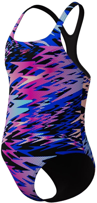Speedo maillot de bain de sport 1 pièce fille h-boom print médaillé - noir rose
