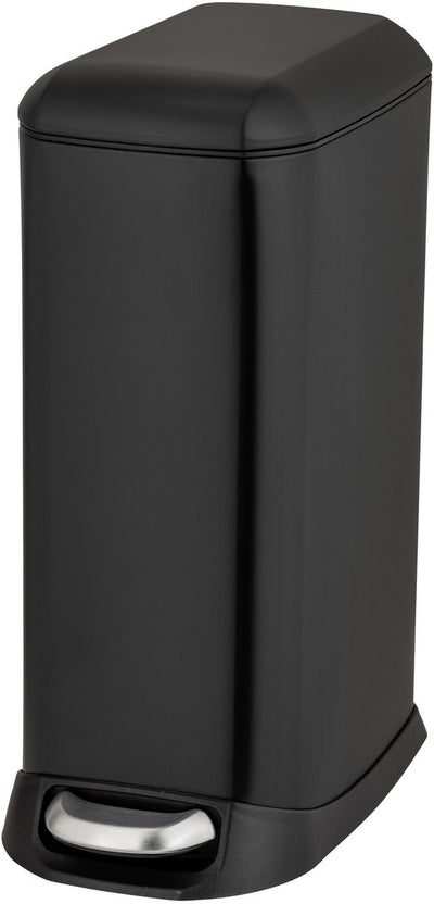 Wenko poubelle design 12 litres fermeture facile, acier noir mat - poubelle à pédale - poubelle - poubelle
