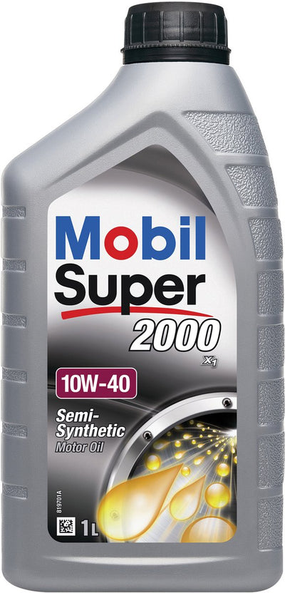 Huile moteur Mobil super 2000 x1 10w-40 - 1l - semi-synthétique - protection contre l'usure - performances démarrage à froid