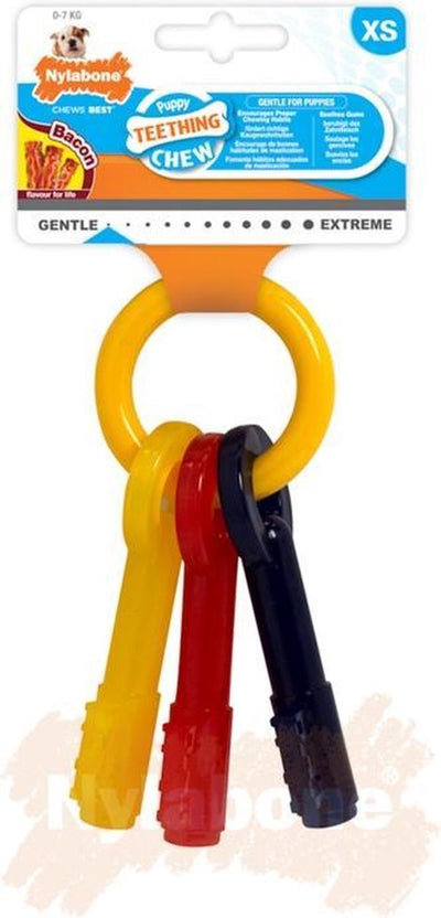 Os à mâcher Flexi Nylabone - jouet à mâcher pour chiot - clés aromatisées au bacon - x-small
