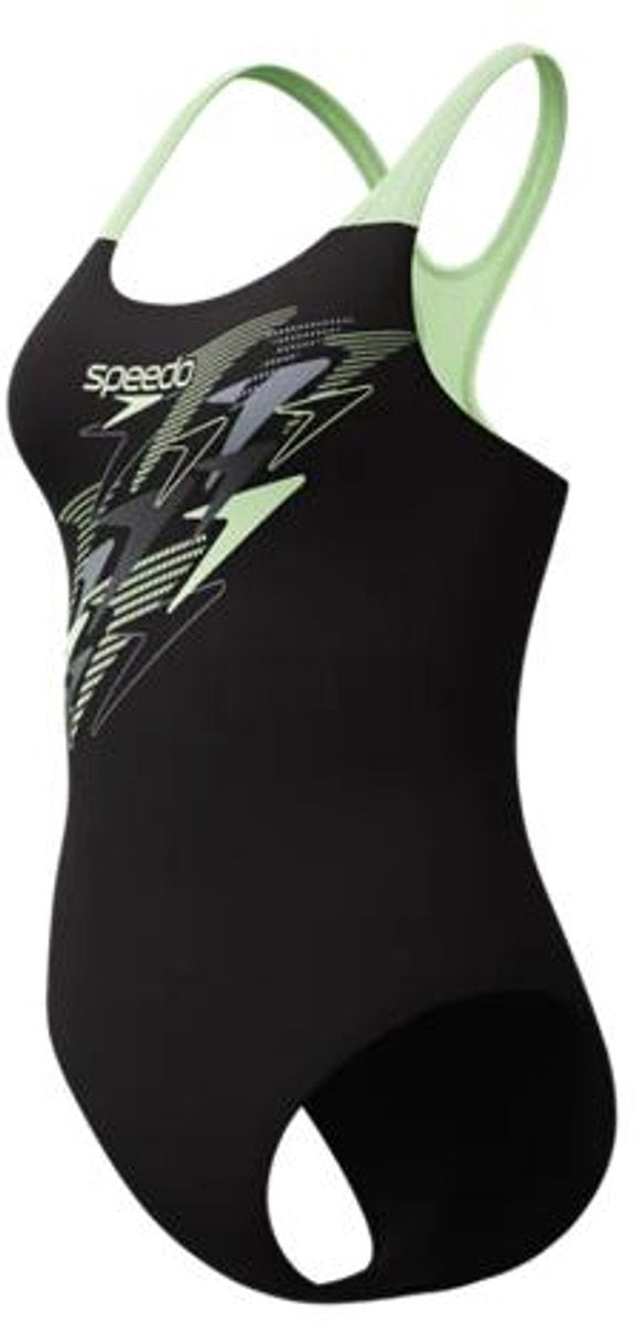 Speedo medley logo médaillé maillot de bain de sport 1 pièce femme - noir vert