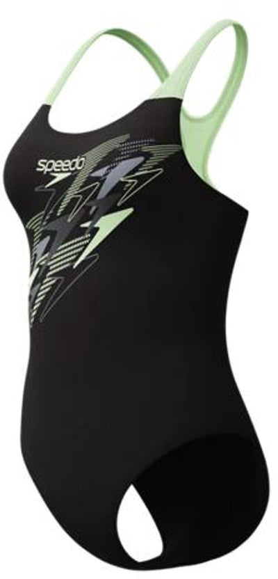 Speedo medley logo médaillé maillot de bain de sport 1 pièce femme - noir vert