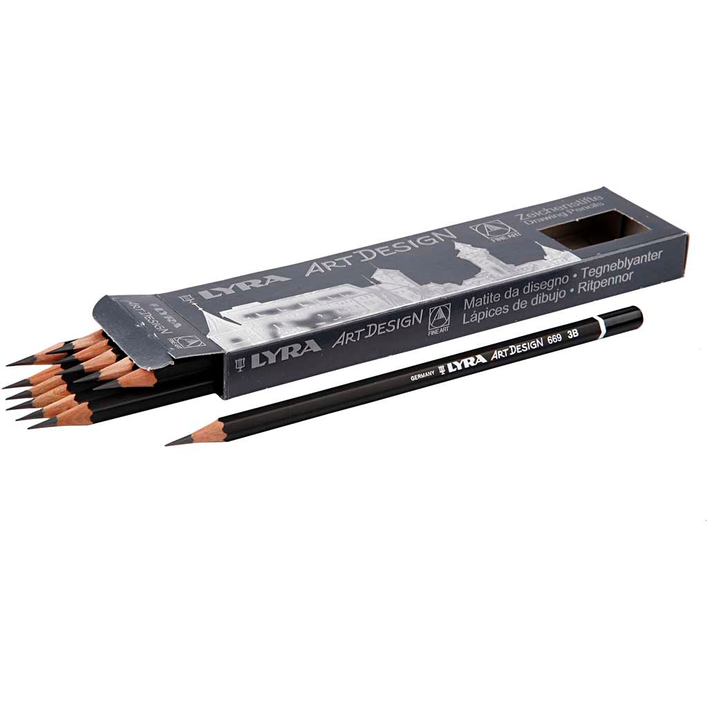 Crayons de dessin de design art lyra, D 6,9 mm, 3b, remplissage de 1,8 mm, 12 pièces 1 boîte