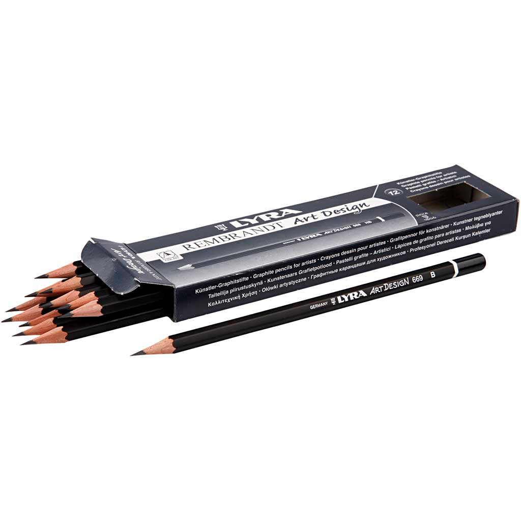 Crayons de dessin de design art lyra, D 6,9 mm, B, remplissage de 1,8 mm, 12 pièces 1 boîte