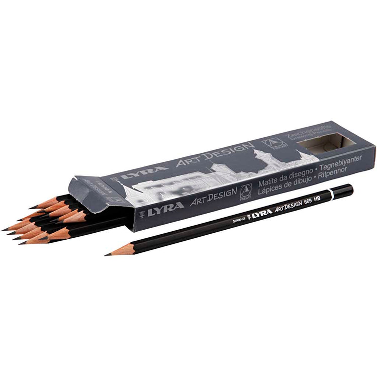 Crayons de dessin de design art lyra, D 6,9 mm, HB, remplissage de 1,8 mm, 12 pièces 1 boîte