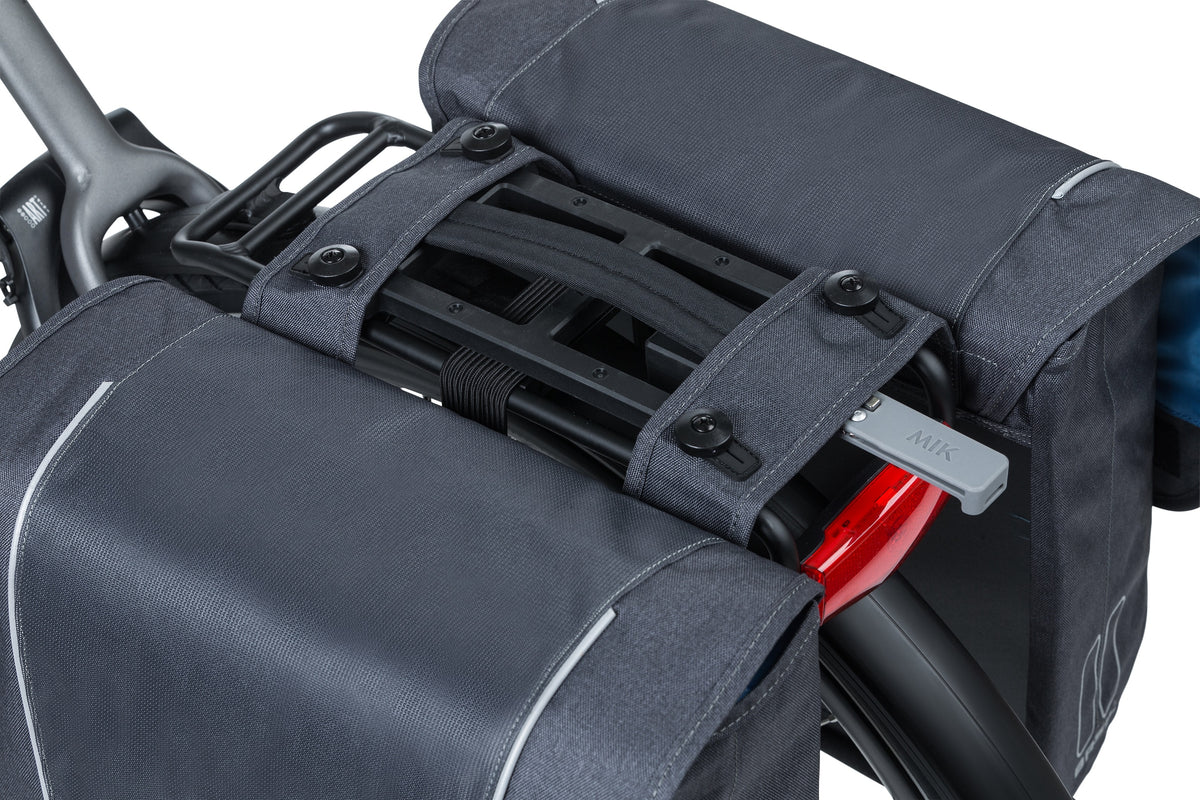 Basil Sport Design Sacoche double pour vélo - Anthracite - Vélo électrique - Unisexe - Réfléchissant