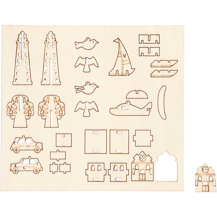 Creativ company figurines en bois DIY, tous les jours, l : 15,5 cm, l : 17 cm, épaisseur 3 mm, 1 boîte