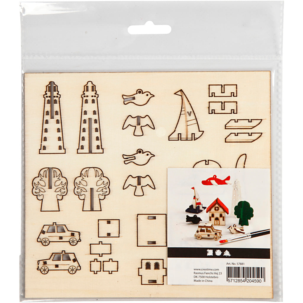 Creativ company figurines en bois DIY, tous les jours, l : 15,5 cm, l : 17 cm, épaisseur 3 mm, 1 boîte