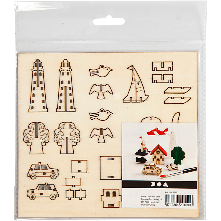 Creativ company figurines en bois DIY, tous les jours, l : 15,5 cm, l : 17 cm, épaisseur 3 mm, 1 boîte