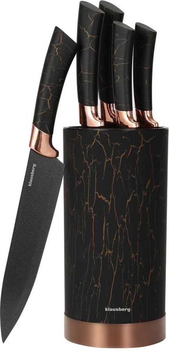 Klausberg 7799 - set de couteaux 6 pièces - bloc à couteaux - moderne - noir