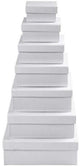 Boîtes carrées Creativ company, h : 4,5+5+5,5+6+6,5+7+7,5 cm, dimensions 9+11+13+15+17+19+21 cm, blanc, 7 pièces 1 set