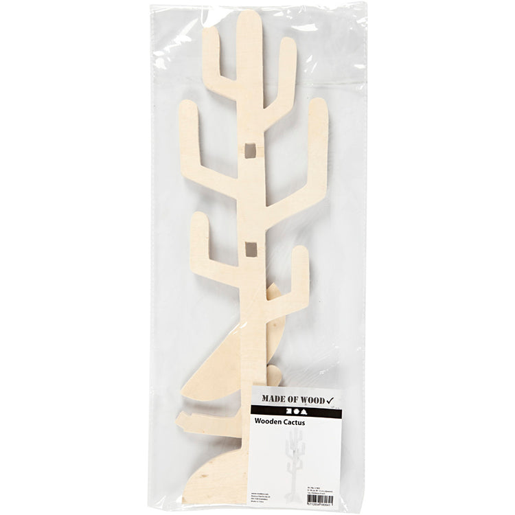 Creativ company cactus en bois, h : 38 cm, l : 12 cm, épaisseur 8 mm, 1 pièce