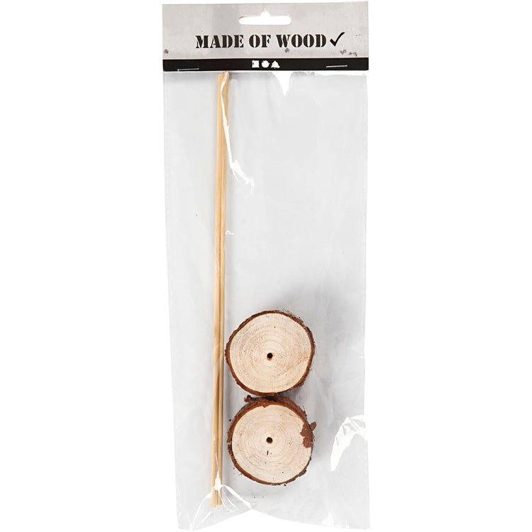 Créativ company montants en bois, h: 3 cm, d 5 cm, 2 jeux 1 boîte