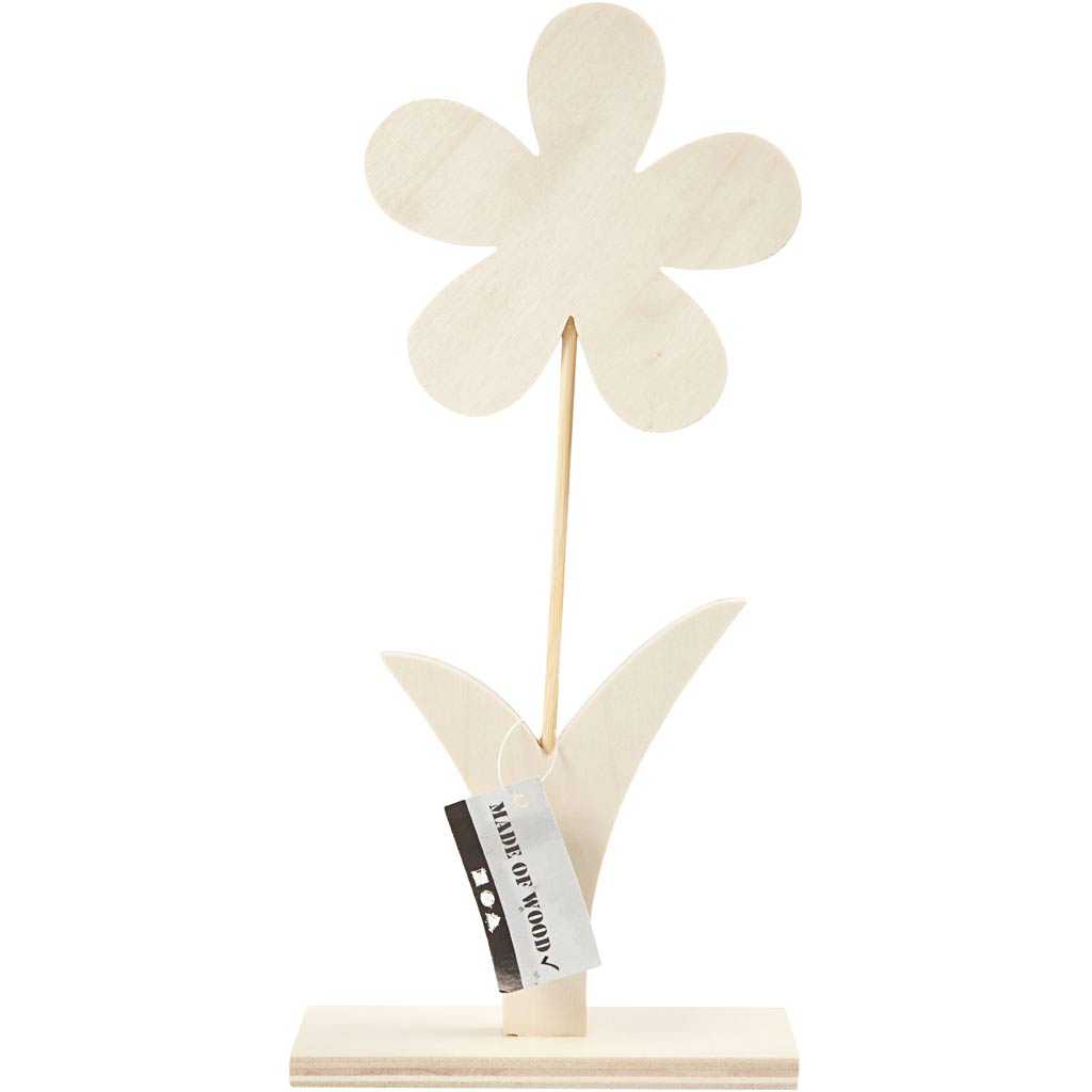 Creativ Company Fleur en bois avec pied, 26 cm