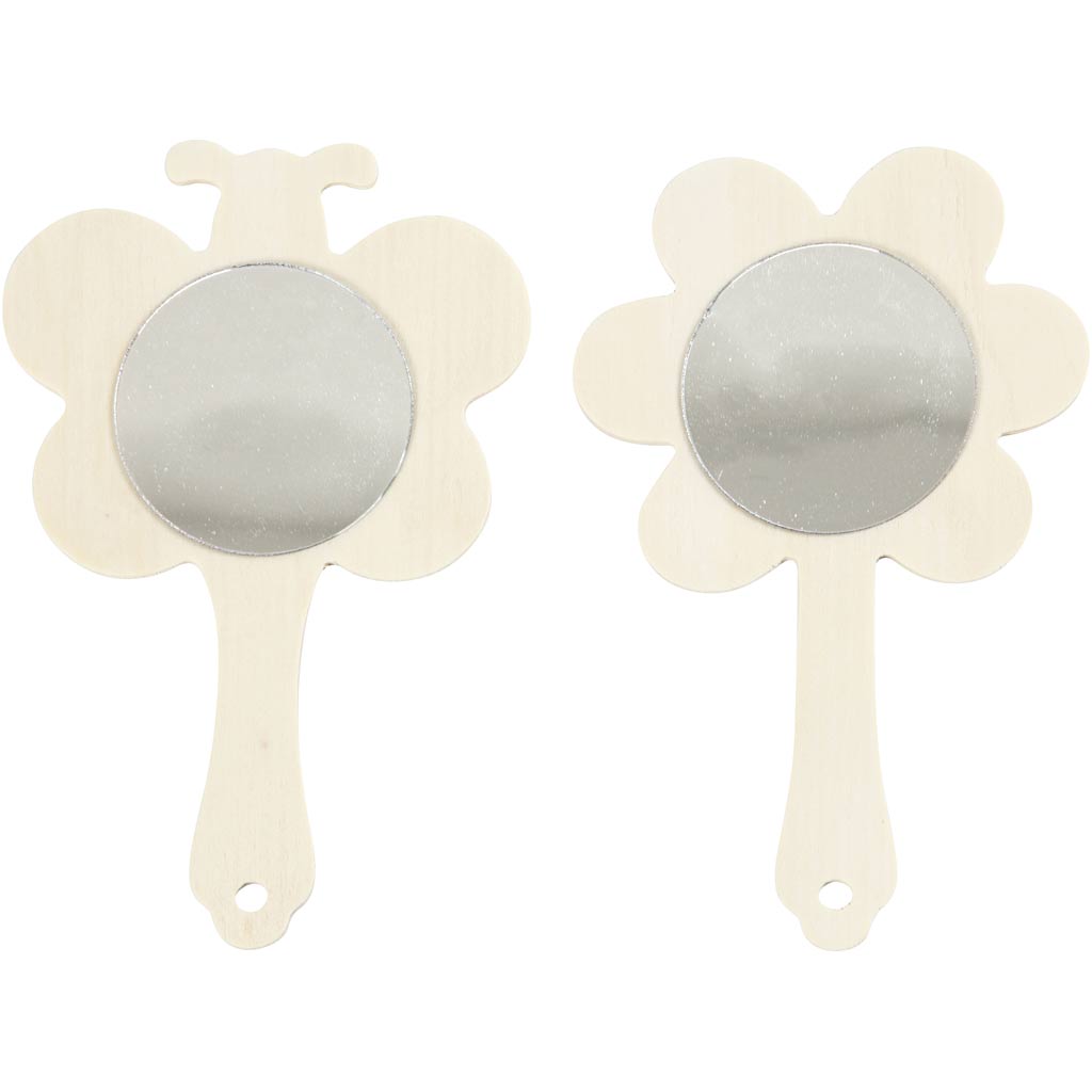 Décorez votre miroir à main en bois, 2e. 14 cm