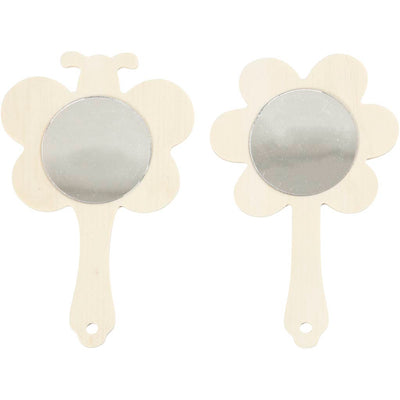 Décorez votre miroir à main en bois, 2e. 14 cm