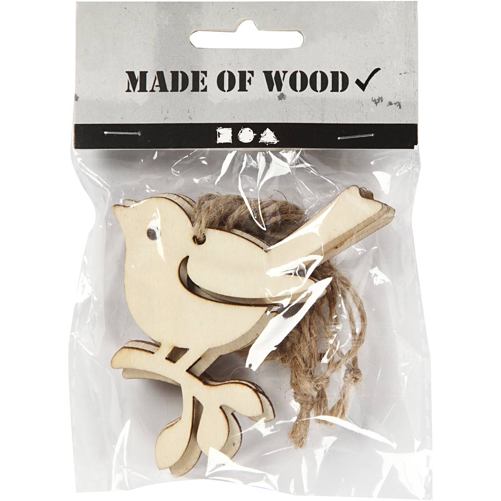 Creativ Company Pendant en bois Vogel, ensemble de 5
