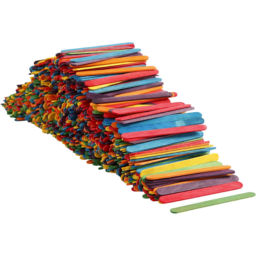 Bois de construction Creativ company, l : 11,4 cm, l : 10 mm, différentes couleurs, 1000 pièces 1 boîte