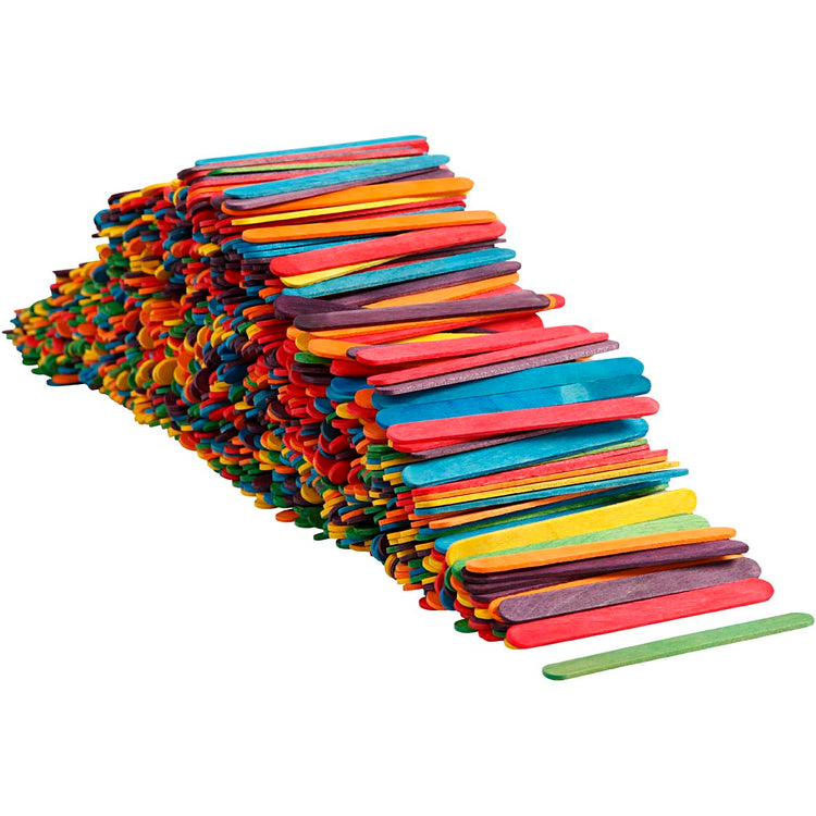 Bois de construction Creativ company, l : 11,4 cm, l : 10 mm, différentes couleurs, 1000 pièces 1 boîte