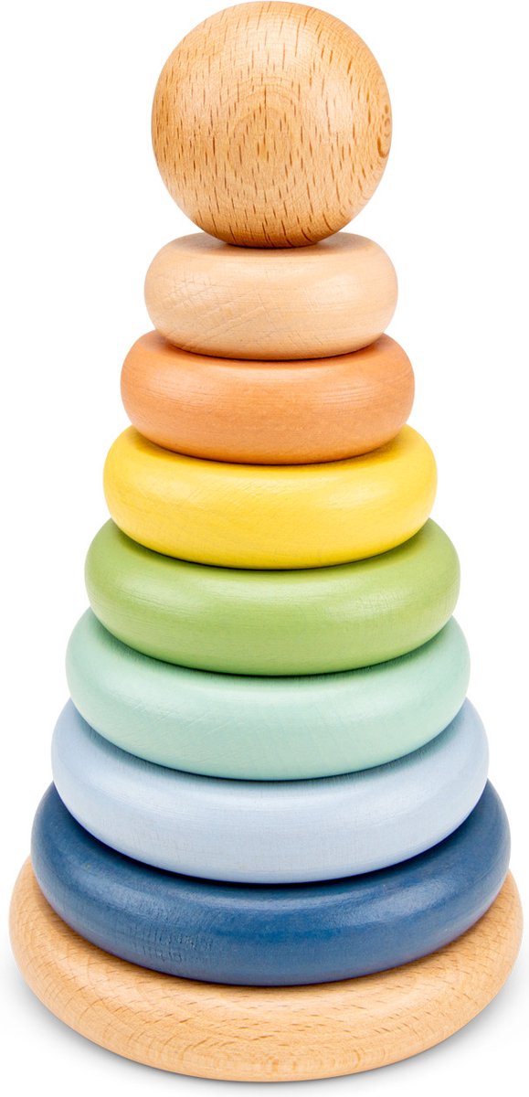 Woet ® anneaux à empiler en bois - tour d'empilage - empileur d'anneaux - fsc - jouets éducatifs en bois pour enfants - jouets montessori - à partir de 1 an