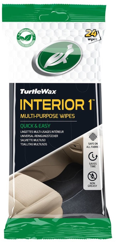 Lingettes nettoyantes pour intérieur Turtle Wax - nettoyage supérieur - pour tissus, tapis, vinyle, plastique caoutchouc - dans un emballage refermable - 24 lingettes