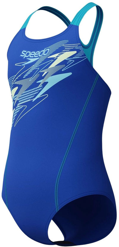Speedo medley logo médaillé maillot de bain de sport pour filles - bleu violet