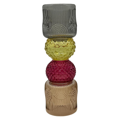 Bougeoir ambiance Mansion amy 4 couleurs 7,5x7,5x23cm