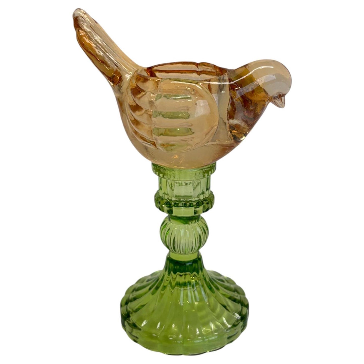 Chandelier ambiance manoir oiseau vert marron 12x8x18cm