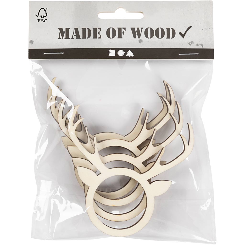 Rond de serviette Creativ company, h : 8 cm, d : 5 mm, d 4,5 cm, taille du trou 3,5 cm, 4 pièces 1 boîte