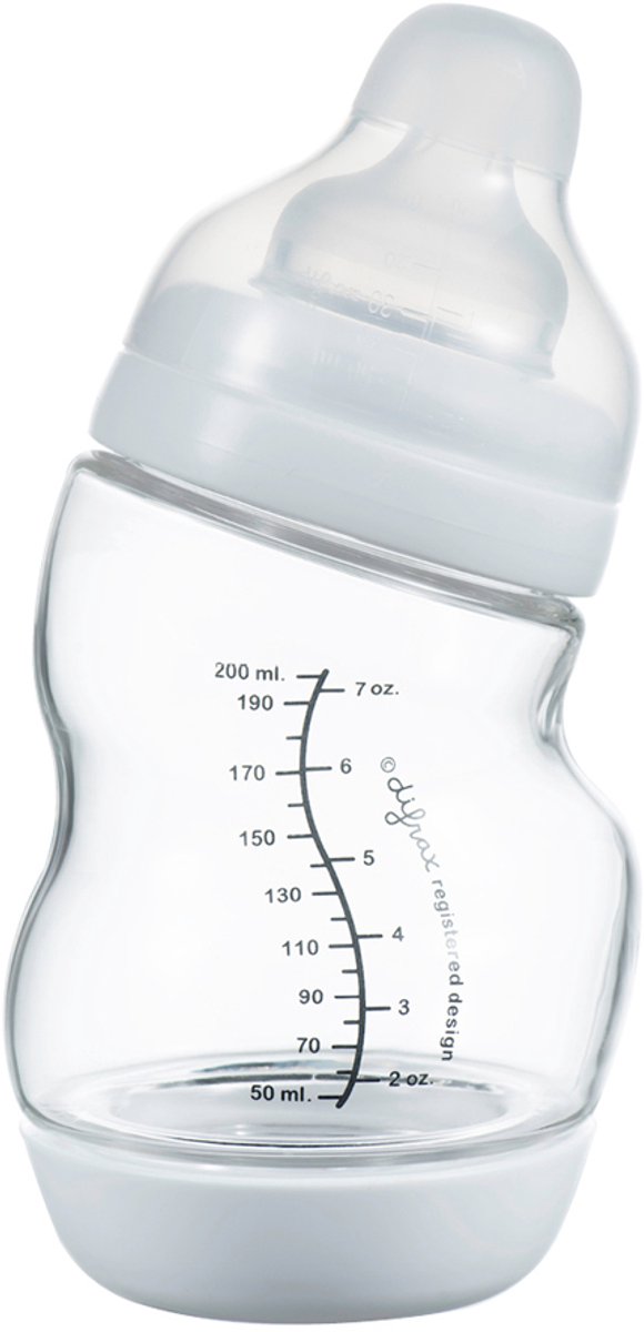 Biberon en verre large Difrax - 200 ml - blanc - 1 pièce