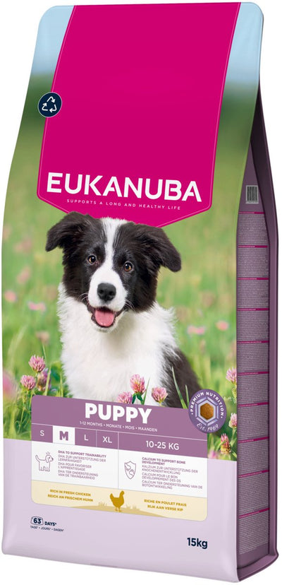 Eukanuba chiot race moyenne poulet - nourriture pour chien - 15 kg