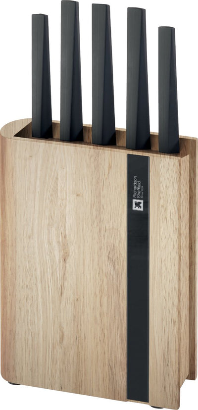Richardson Sheffield - Edge - Ensemble de couteaux 5 pièces avec bloc à couteaux - bois naturel