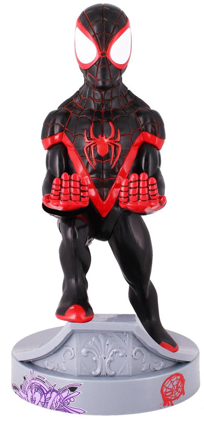Cableguys spiderman - miles morales - support de figurine pour téléphone | contrôleur | étui de chargement (attaches-câbles d'origine)