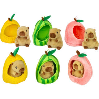 Peluche capybara 15cm en fruit 3 cul. | 3 pièces