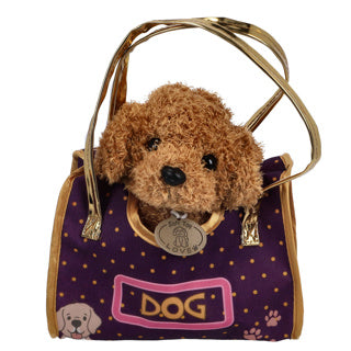 Peluche chien en peluche dans un sac | 4 pièces