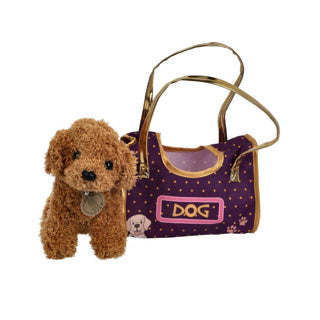 Peluche chien en peluche dans un sac | 4 pièces