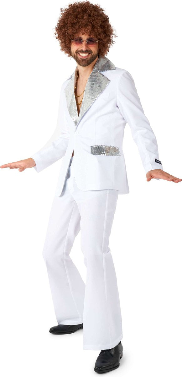 Costume disco Suitmeister - costume homme - vêtements de carnaval - costume de fièvre du samedi soir - comprenant veste et pantalon évasé - blanc - taille : xl