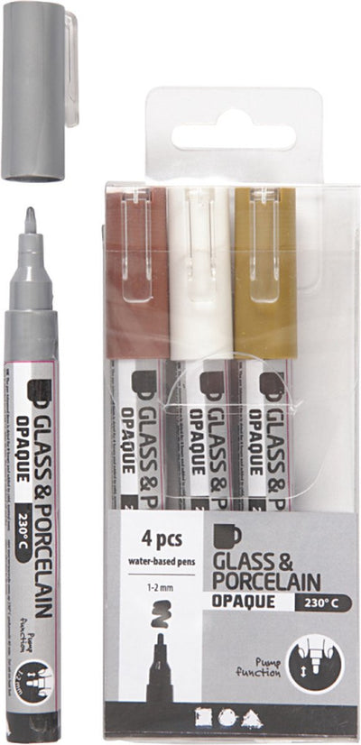 Creativ Company Glass Porcelain Pierres comparant Brown Gold Silver White, 4st.