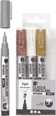 Creativ Company Glass Porcelain Pierres comparant Brown Gold Silver White, 4st.