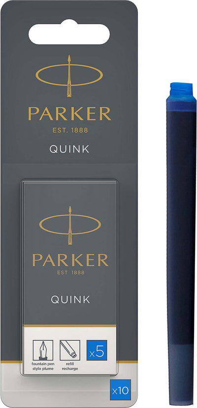 Cartouches d'encre pour stylo plume longue Parker | encre bleue lavable | 5 cartouches de stylo plume (pack hangsell)