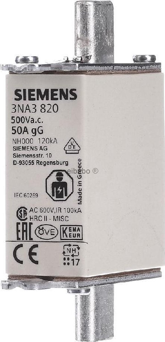 Fusible Siemens 3na3814 nh taille du fusible : 000 35 a 500 V AC, 250 V AC 3 pièce(s)